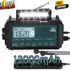Kurbelradio, Notfallradio, Power Bank, Taschenlampe, Camping, Solar, AM/FM