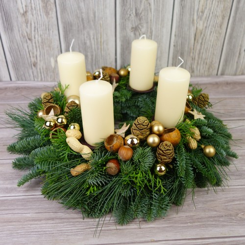 Adventskranz creme gold