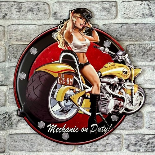 Blechschild biker girl - biker,
