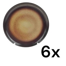 6er Set Kuchenteller Dessertteller Gerz Gerzit Dekor graubraun braun