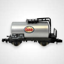 Spur N · Rivarossi · Kesselwagen 2-achsig, mit Bremserbühne, silber, ESSO · DB