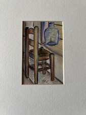 Aquarellgemälde Stuhl Vase