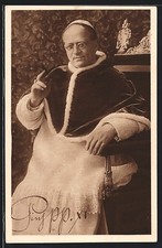 Papst Pius XI. auf dem Thronsessel sitzend, Ansichtskarte 