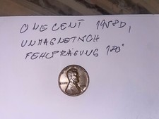 One Cent 1958 D, unmagnetisch, fehlpragung 180