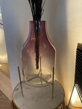 Glas Vase mit Metall Gestell
