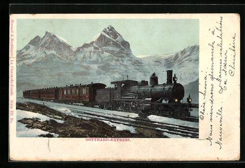 Ansichtskarte gotthardbahn - ansichtskarte,