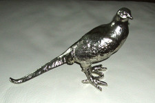 Skulptur - Silber Fasan - 32 cm x 18 cm - Tischdekoration aus Nachlassauflösung
