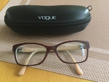 Vogue Brille in rotbraun und beige mit Gläser Top Zustand