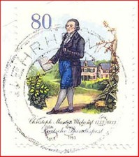 Deutsche Bundespost (012) - Christoph Martin Wieland - Nennwert 80 Pfennig