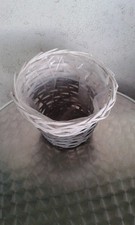 Blumenübertopf grau weiß Korbgeflecht ❤️~♡ H21 x D 20 cm 128 Gramm Korbgeflecht