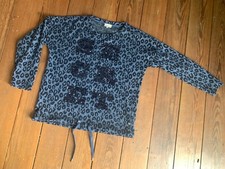 Pullover Milano Italy Gr M Blau Leopard Pailletten Secret Kordelzug Sweatshirt