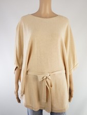 APART Strick Poncho mit Bindegürtel camel beige meliert 32 34 XS Cape Überwurf