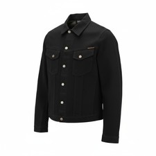 Nudie Jeans Billy Herren JACKE S Trocken Schwarz Organische Baumwolle Geknöpft