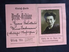 AUSWEIS, PRESSEAUSWEIS, ZEITUNG, NATIONALVERSAMMLUNG, REICHSTAG, DNVP, Hugenberg