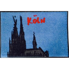 Waschbare Fußmatte blau Stadtmatte Köln 50x75 cm - Wash + Dry B-Ware Türvorleger
