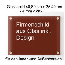 Firmenschild aus Glas mit