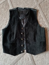 schwarze Leder Weste Jacke Leather Jacket Bayern Trachten Größe 56