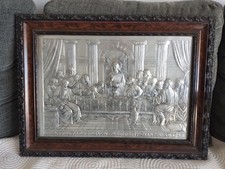 Gemäldes „Das letzte Abendmahl“, geprägt auf Metall, Antik.