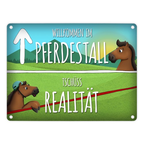 Metallschild mit pferde motiv - mit,