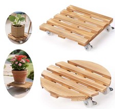 Pflanzenroller mit Rollen 30cm Holz Rollbrett Wagen für Blumen Topf Untersetzer