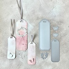 Stanzschablone Lesezeichen Anhänger duo m. pop ups & Blättern bis 5x14cm, 6-tlg.