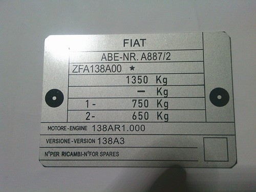 Typenschild fiat auto schild - fiat,