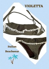 ? Khaki-grüner Bondeau-Bikini aus Italien - Bademode Violetta - Gr. 36/ 38
