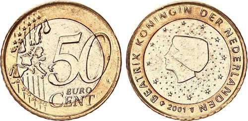 Niederlande 2001 fehlprägung - niederlande,