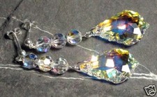 Echt Silber Ohrringe mit Swarovski® Kristallen bunt glitzernd lang + Schmuck-Box