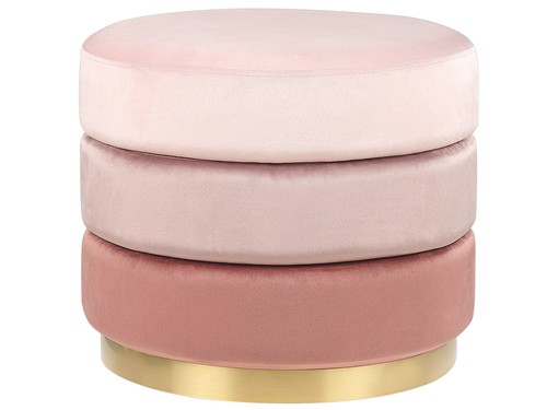 Pouf samt rosa rund cm - pouf,