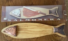 Fischbrett Lachsbrett Salmon Board aus Holz & Metall - Servierplatte ca.74 cm