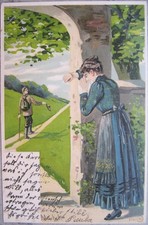 AK sign. Mailick - Abschied / Mann geht zum Wandern die Frau weint - 1903 gel.