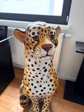 Porzellan Keramik Gepard 100 cm mit geschlossenem Fang aus Italien sehr selten