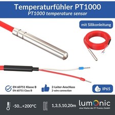 Temperaturfühler PT1000 mit Silikonkabel 1-20m I -50 bis 200°C I 6mm I 2-Leiter-