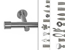 Gardinenstange mit Wandhalterung I Metall Edelstahl Look 1-läufig I Ø20mm I H31