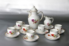 KPM Berlin Kunstabteilung 1. Wahl Mokkaservice, Rocaille, 17 teilig, ~ Vintage