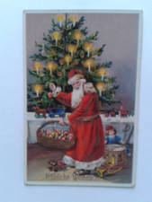 Alte Glückwunschkarte mit Weihnachtsmann(4),ca 1910.