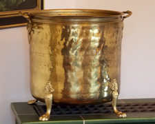 XXL  Palmen Blumen Pflanz Kübel Übertopf Messing gold  ANTIK Löwenfüße sehr groß