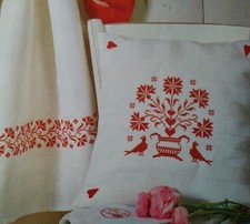 Stickvorlage, Kreuzstich, "   edle Borte und hübsche Muster, nur in rot   "  