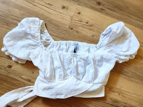 Cropped bluse broderie - cropped,