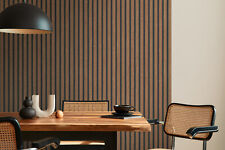 Holzoptik Tapete Braun Schwarz Vliestapete Holz-Paneele Lamellen Skandi Modern