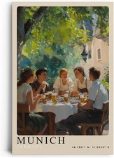 Wandbild auf Leinwand München Biergarten Gemütlichkeit bayrische Tradition