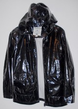 TOKYO LAUNDRY PU Regenjacke + Kapuze Lackjacke Regen Lack Jacke Mantel ca 38/S-M
