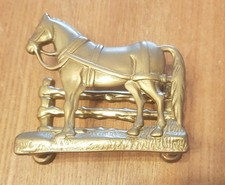 Briefständer Pferd am Gatter Messing 8,5x2,,8x8cm alt dekorativ Serviettenhalter