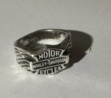 Harley-Davidson Silberring 925 Bar & Shield mit Flügeln Biker Ring Vintage 22 mm
