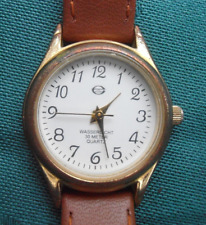 elite Damen Armbanduhr goldfarben echt Lederarmband