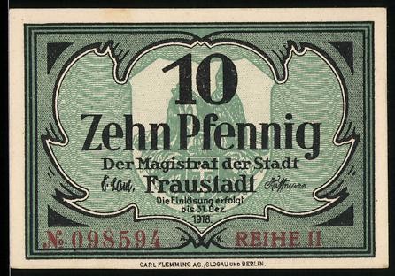 Notgeld fraustadt 1918 10 - notgeld,