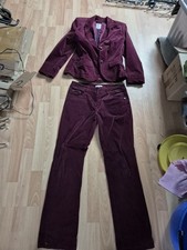 Hosenanzug, 2tlg., Gr. 38, aubergine/lila, samtartig, Jacke und Hose