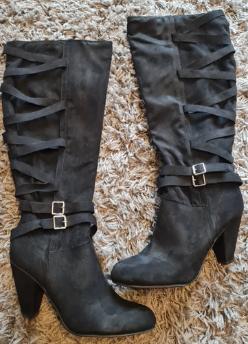 High heel stiefel schwarz faux - high,