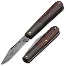 BÖKER® Barlow Integral Leopard Damast-Taschenmesser EDC 42a Slipjoint Holzgriff